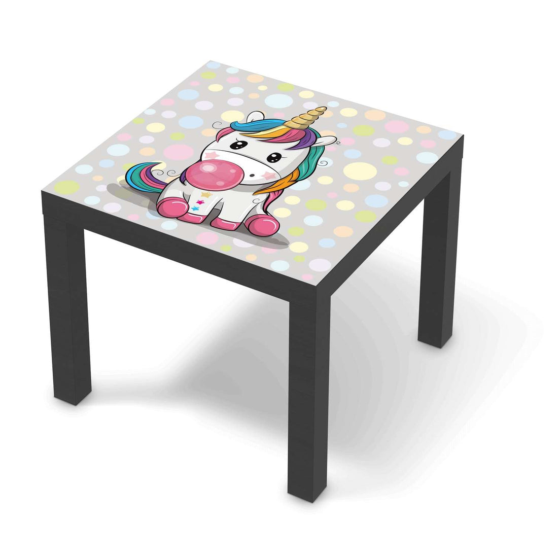 Möbelfolie Rainbow das Einhorn - IKEA Lack Tisch 55x55 cm - schwarz