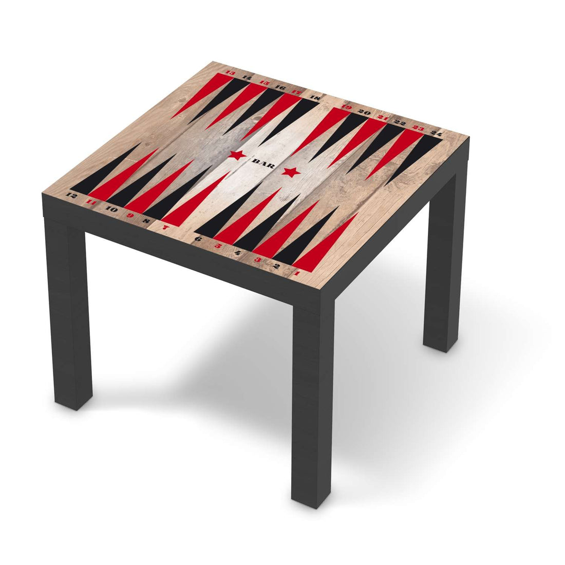 Möbelfolie Spieltisch Backgammon Schwarz-Rot - IKEA Lack Tisch 55x55 cm - schwarz