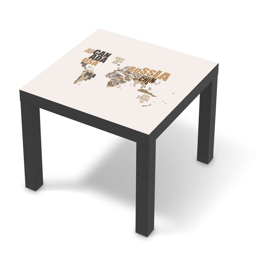 Möbelfolie World Map - Braun - IKEA Lack Tisch 55x55 cm - schwarz