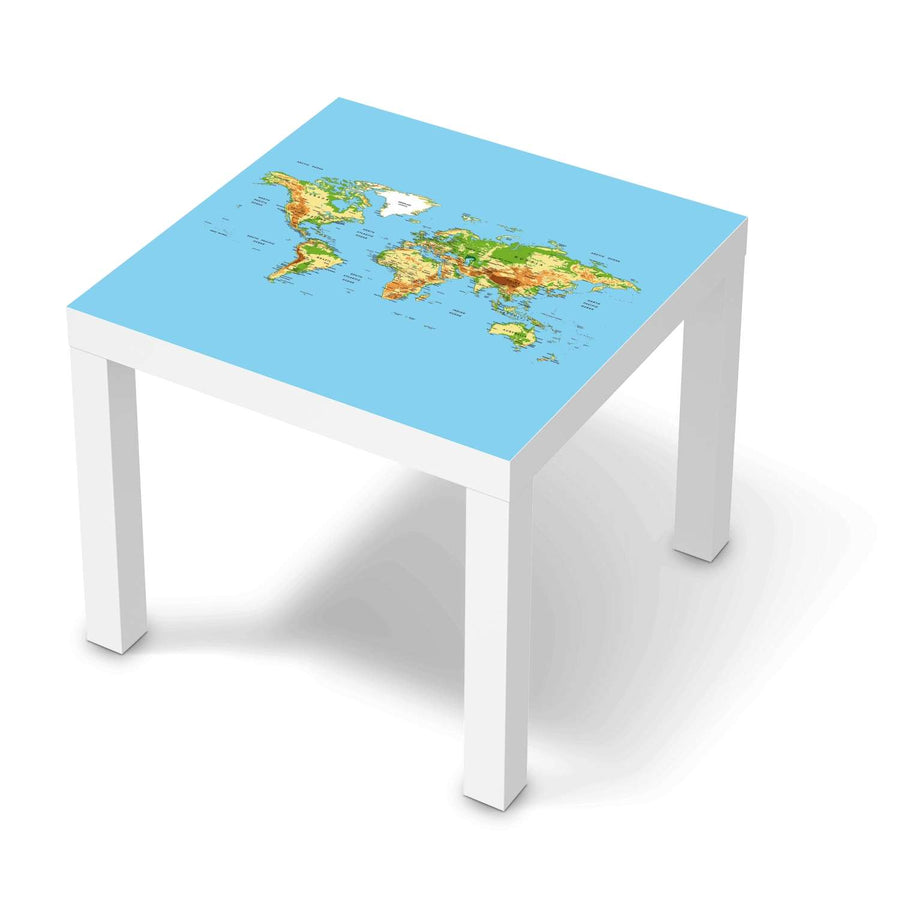 Möbelfolie Geografische Weltkarte - IKEA Lack Tisch 55x55 cm - weiss