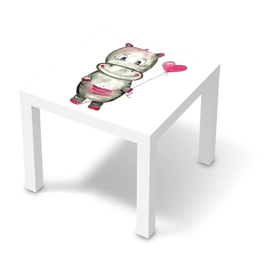 Möbelfolie Nilpferd mit Herz - IKEA Lack Tisch 55x55 cm - weiss