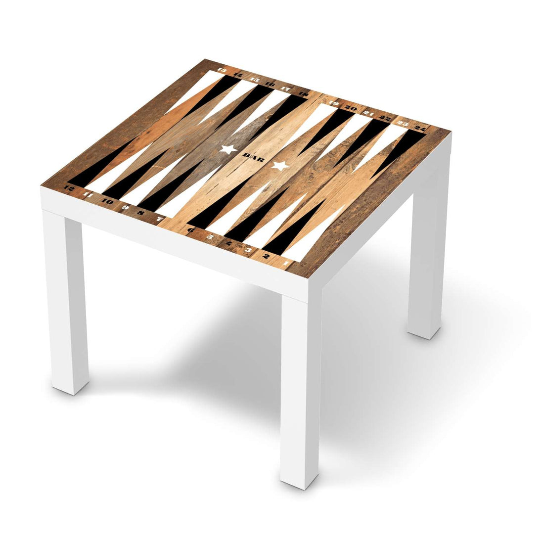 Möbelfolie Spieltisch Backgammon Schwarz-weiß - IKEA Lack Tisch 55x55 cm - weiss