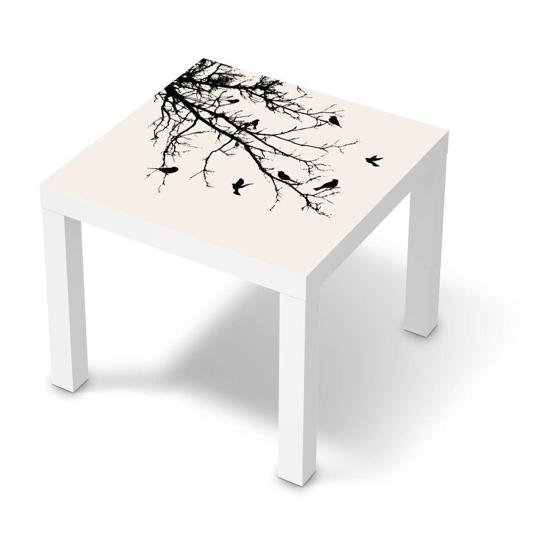 Möbelfolie Tree and Birds 1 - IKEA Lack Tisch 55x55 cm - weiss