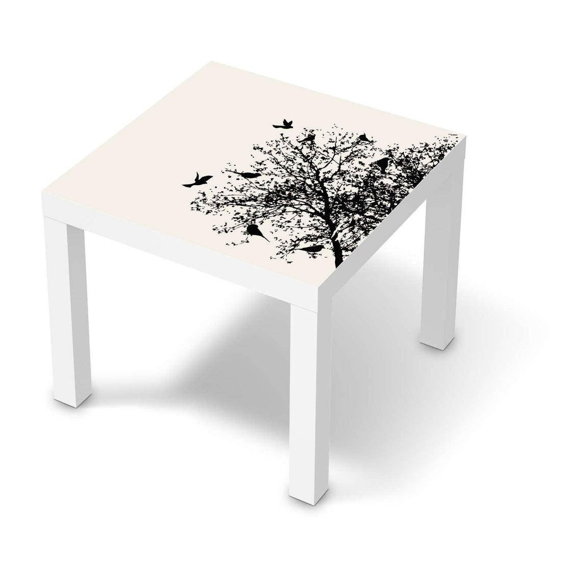 Möbelfolie Tree and Birds 2 - IKEA Lack Tisch 55x55 cm - weiss