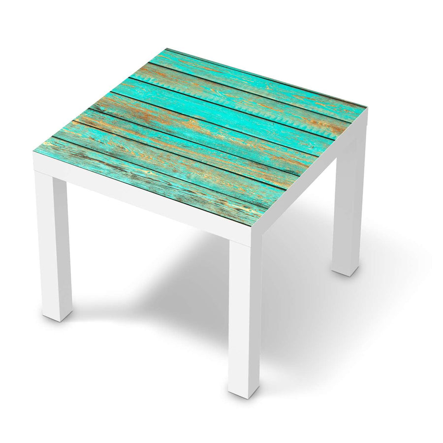 Möbelfolie Wooden Aqua - IKEA Lack Tisch 55x55 cm - weiss