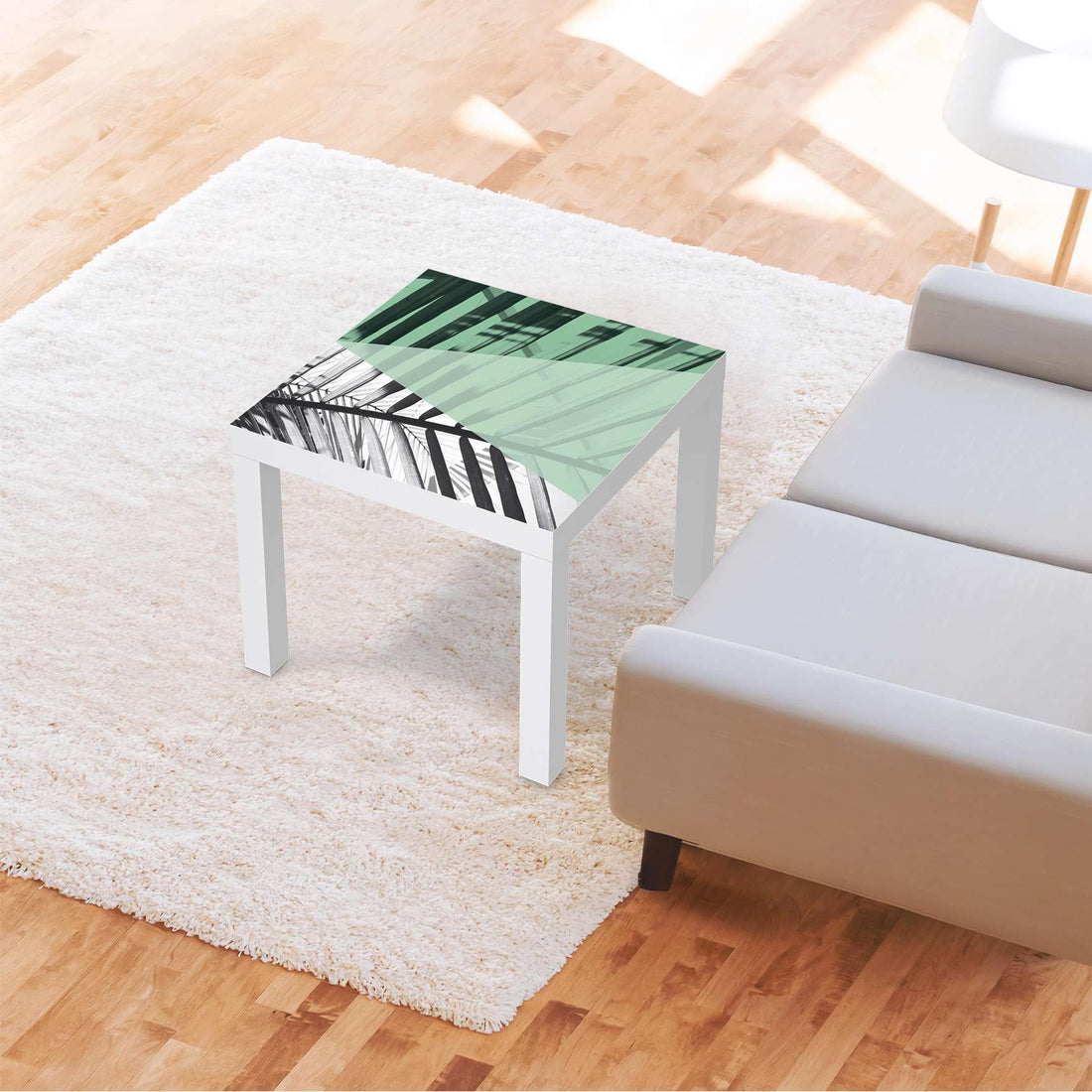 Möbelfolie Palmen mint - IKEA Lack Tisch 55x55 cm - Wohnzimmer