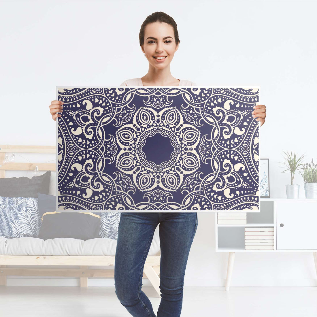 Möbelfolie Blue Mandala - IKEA Lack Tisch 90x55 cm - Folie