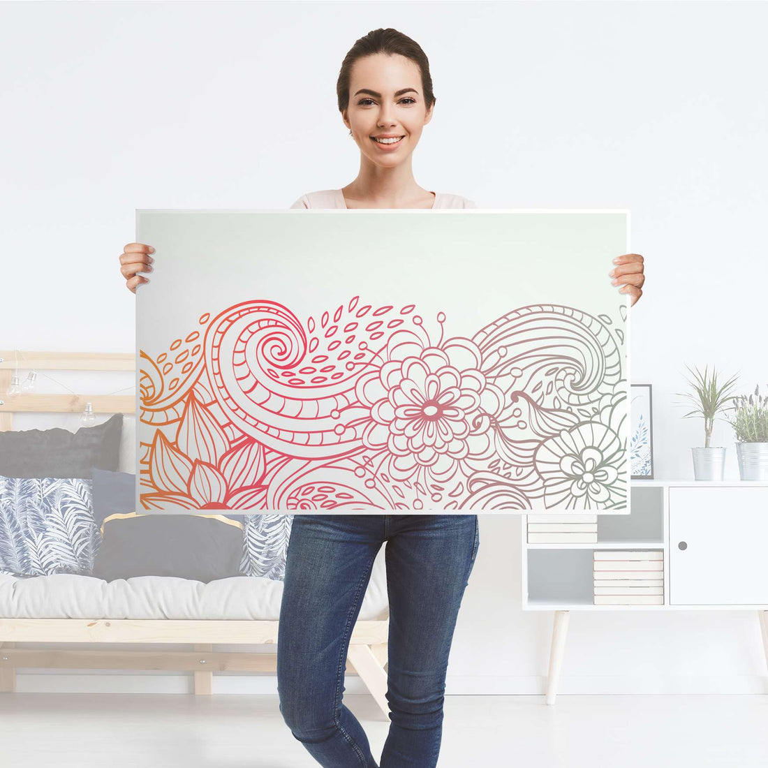 Möbelfolie Floral Doodle - IKEA Lack Tisch 90x55 cm - Folie