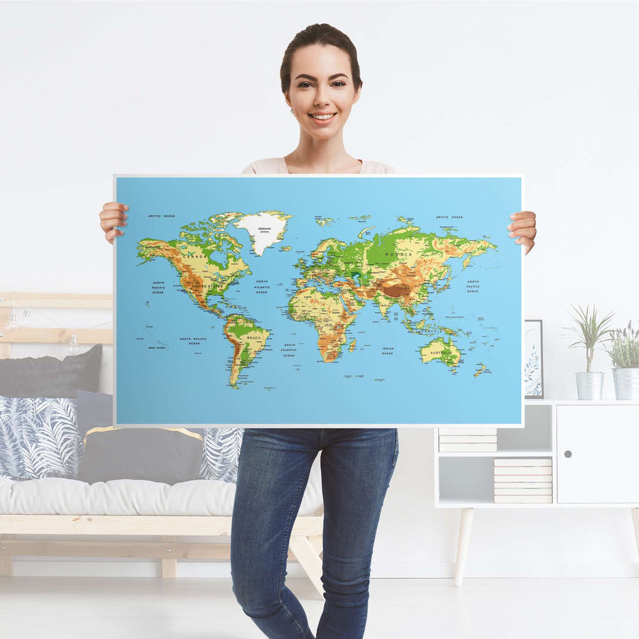 Möbelfolie Geografische Weltkarte - IKEA Lack Tisch 90x55 cm - Folie