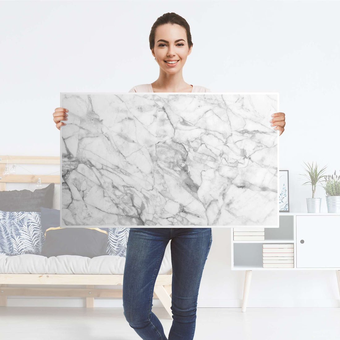 Möbelfolie Marmor weiß - IKEA Lack Tisch 90x55 cm - Folie