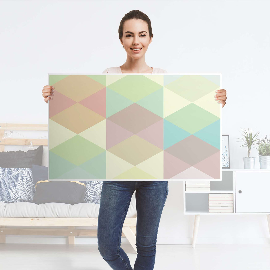 Möbelfolie Melitta Pastell Geometrie - IKEA Lack Tisch 90x55 cm - Folie