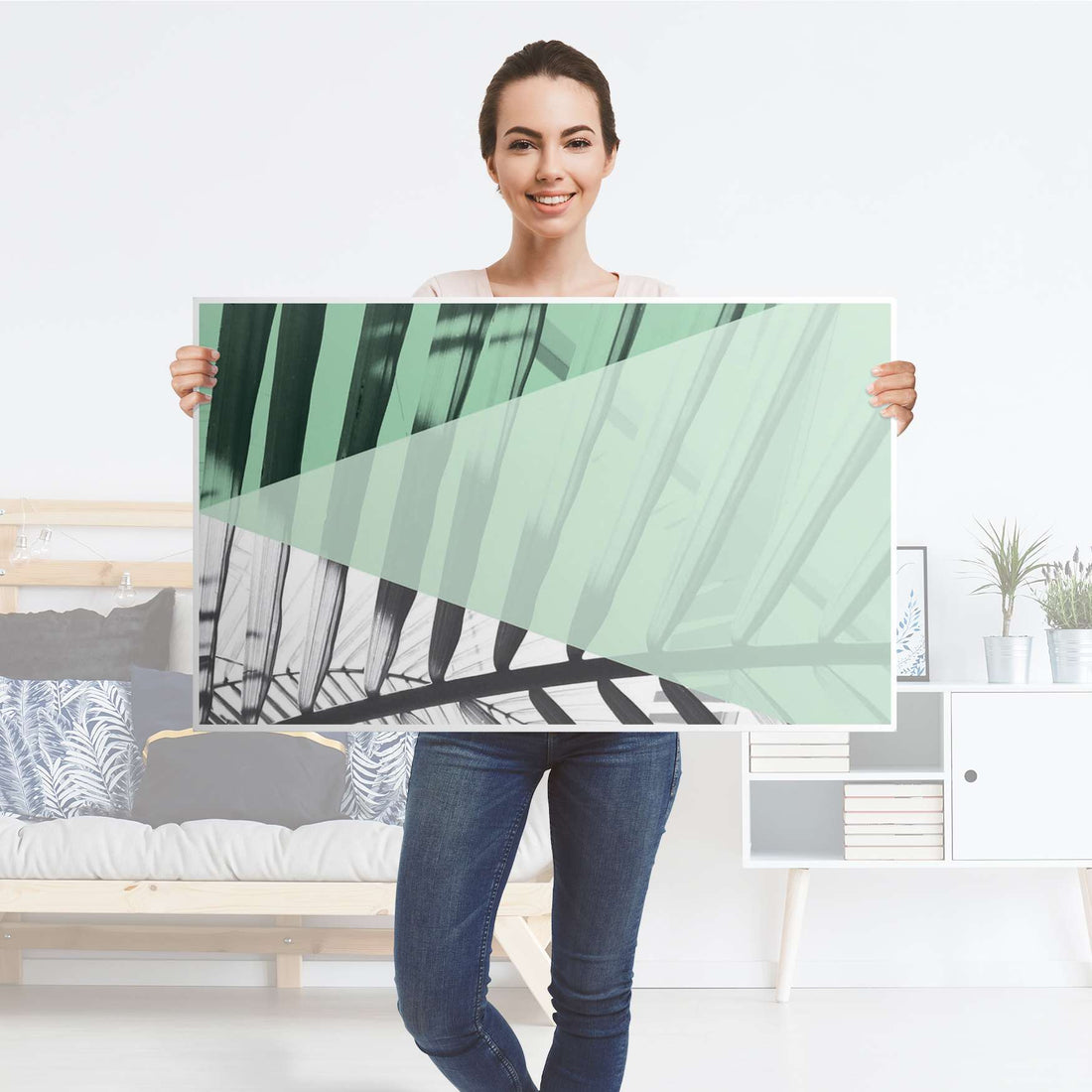Möbelfolie Palmen mint - IKEA Lack Tisch 90x55 cm - Folie