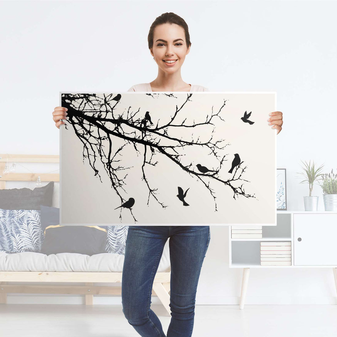 Möbelfolie Tree and Birds 1 - IKEA Lack Tisch 90x55 cm - Folie