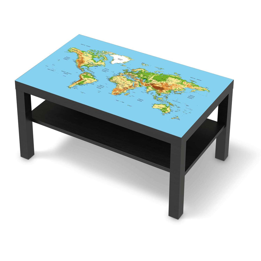 Möbelfolie Geografische Weltkarte - IKEA Lack Tisch 90x55 cm - schwarz