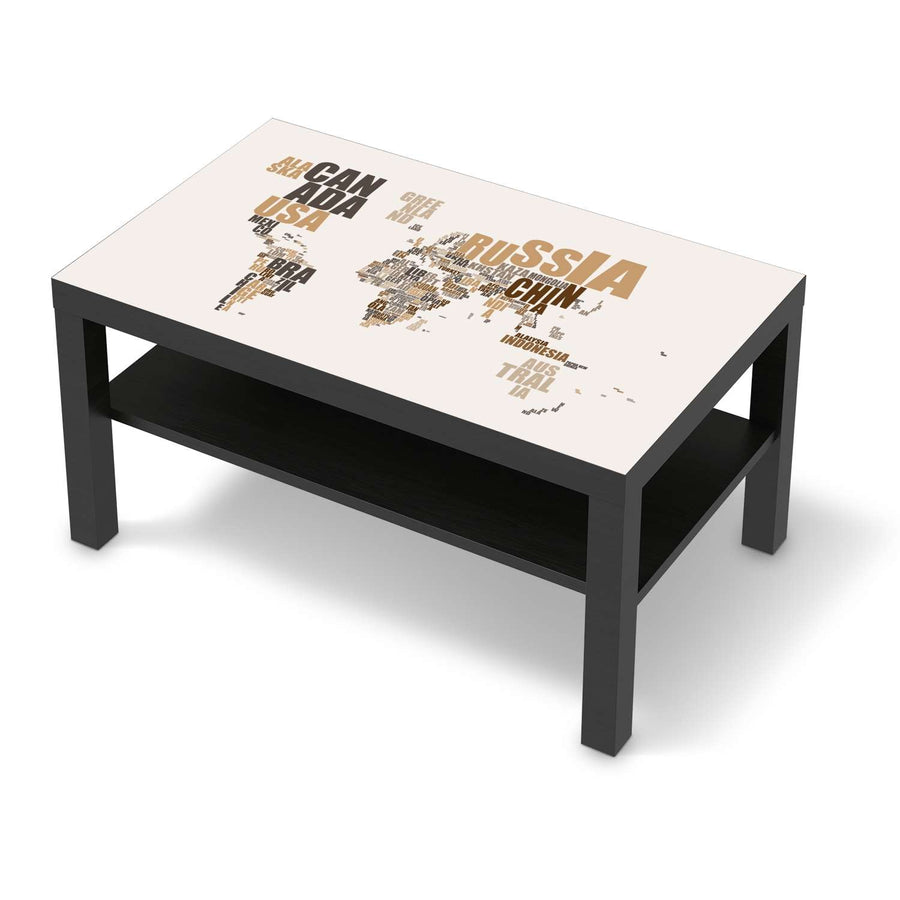 Möbelfolie World Map - Braun - IKEA Lack Tisch 90x55 cm - schwarz