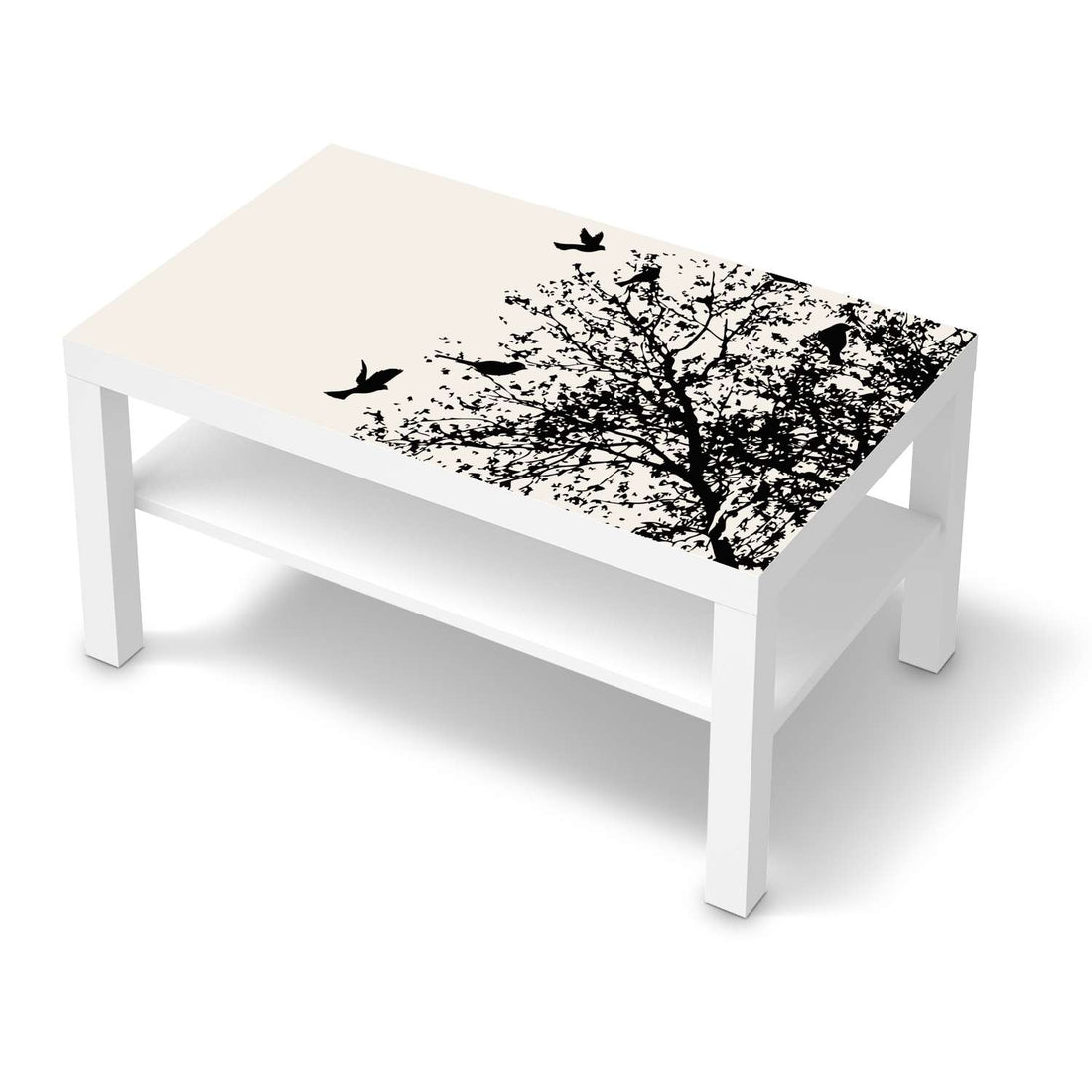 Möbelfolie Tree and Birds 2 - IKEA Lack Tisch 90x55 cm - weiss