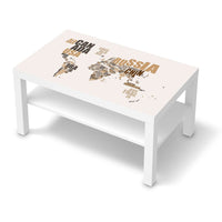 Möbelfolie World Map - Braun - IKEA Lack Tisch 90x55 cm - weiss