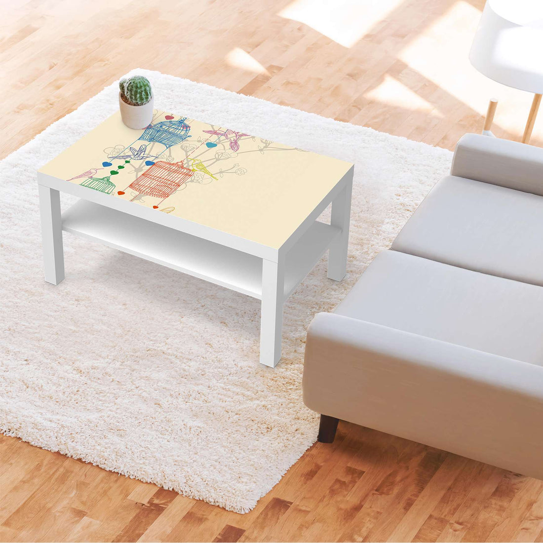 Möbelfolie Birdcage - IKEA Lack Tisch 90x55 cm - Wohnzimmer
