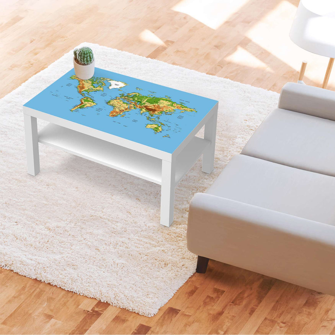 Möbelfolie Geografische Weltkarte - IKEA Lack Tisch 90x55 cm - Wohnzimmer