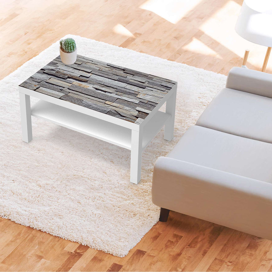 Möbelfolie Granit-Wand - IKEA Lack Tisch 90x55 cm - Wohnzimmer