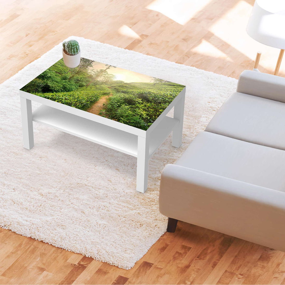 Möbelfolie Green Tea Fields - IKEA Lack Tisch 90x55 cm - Wohnzimmer