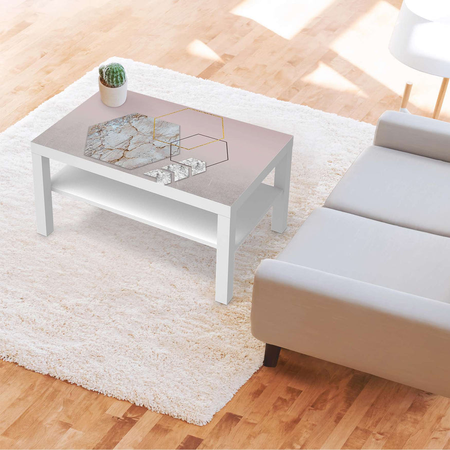 Möbelfolie Hexagon - IKEA Lack Tisch 90x55 cm - Wohnzimmer
