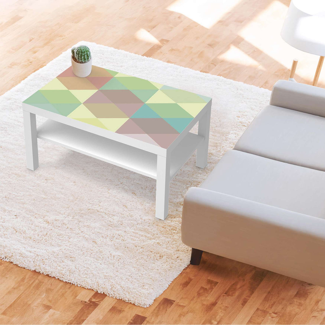 Möbelfolie Melitta Pastell Geometrie - IKEA Lack Tisch 90x55 cm - Wohnzimmer