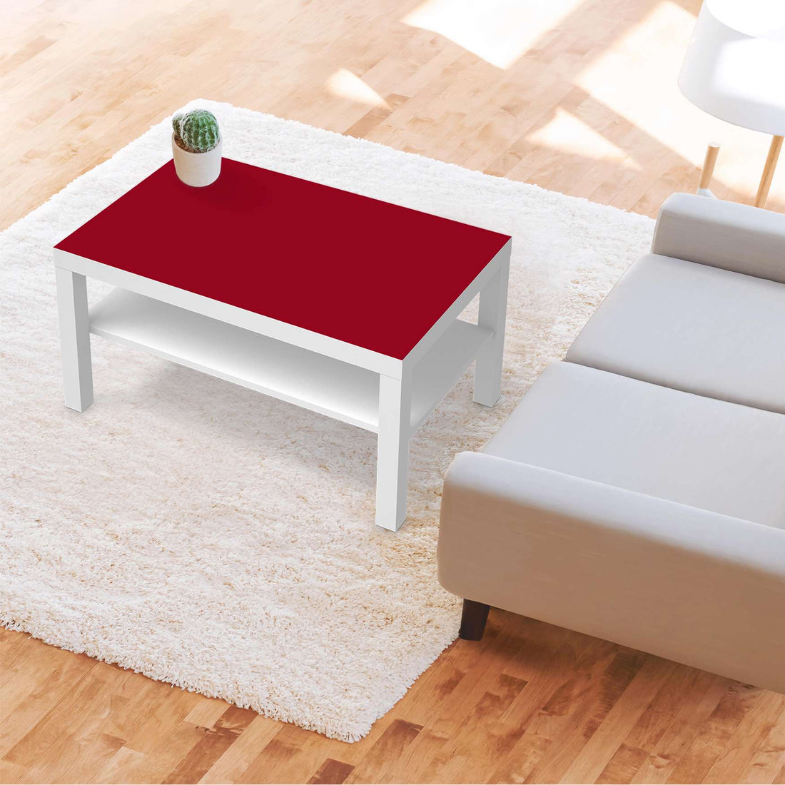Möbelfolie Rot Dark - IKEA Lack Tisch 90x55 cm - Wohnzimmer