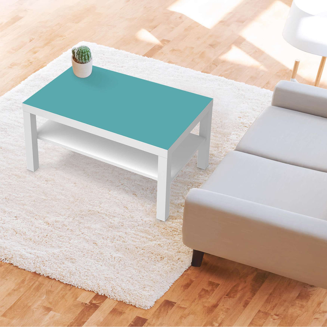 Möbelfolie Türkisgrün Light - IKEA Lack Tisch 90x55 cm - Wohnzimmer