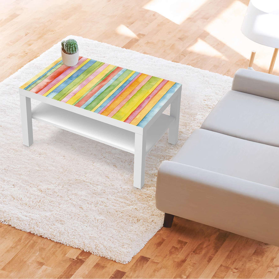 Möbelfolie Watercolor Stripes - IKEA Lack Tisch 90x55 cm - Wohnzimmer