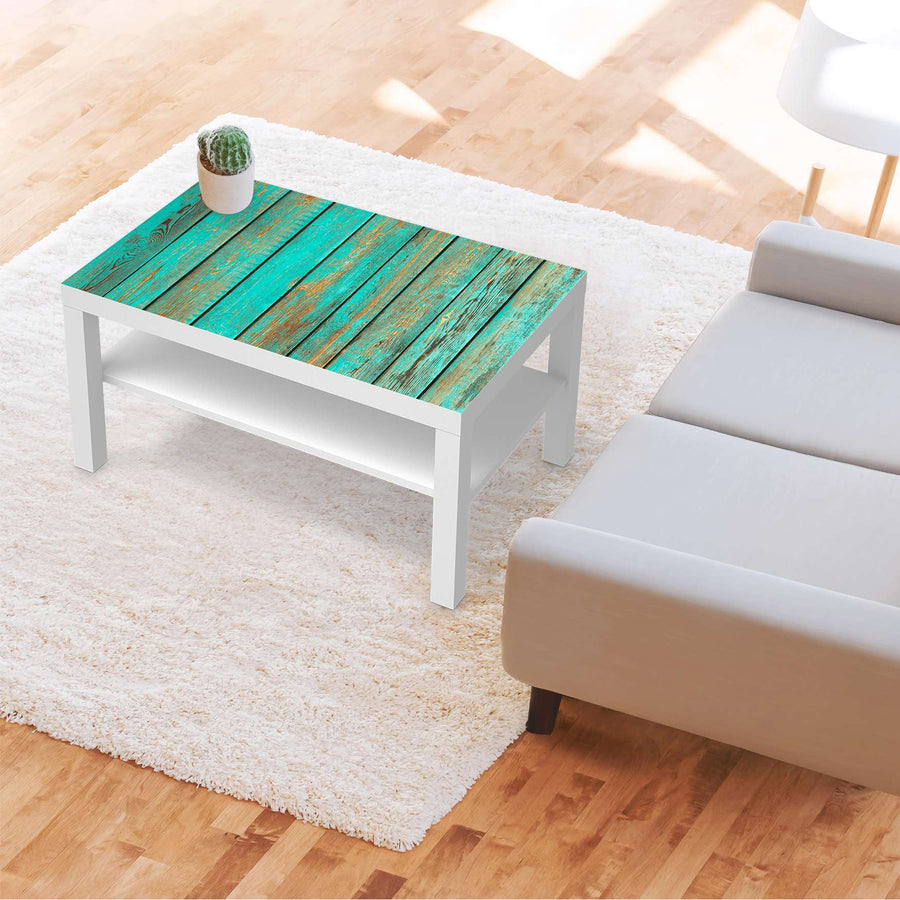 Möbelfolie Wooden Aqua - IKEA Lack Tisch 90x55 cm - Wohnzimmer