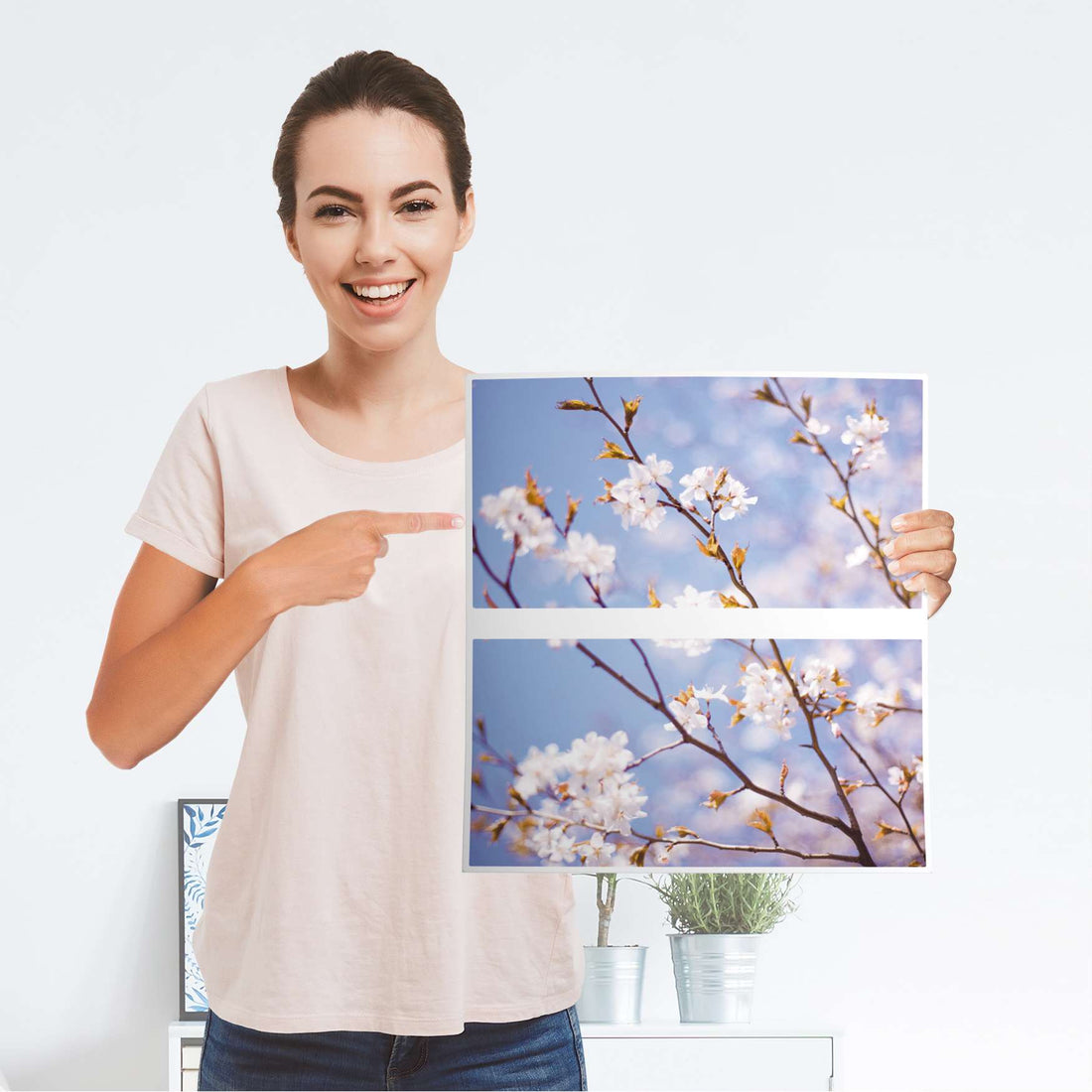 Möbelfolie Apple Blossoms - IKEA Malm Kommode 2 Schubladen - Folie