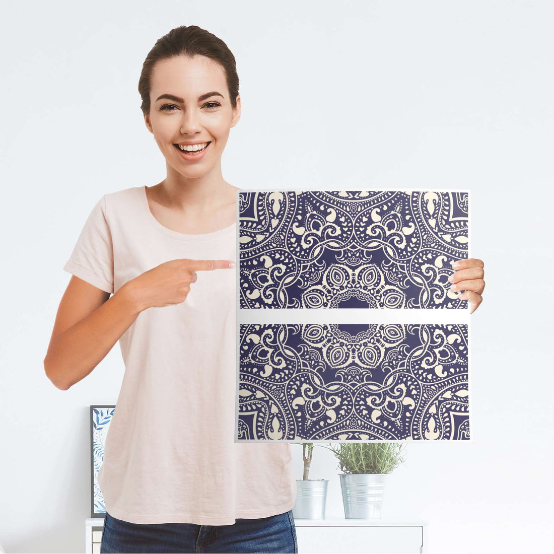 Möbelfolie Blue Mandala - IKEA Malm Kommode 2 Schubladen - Folie