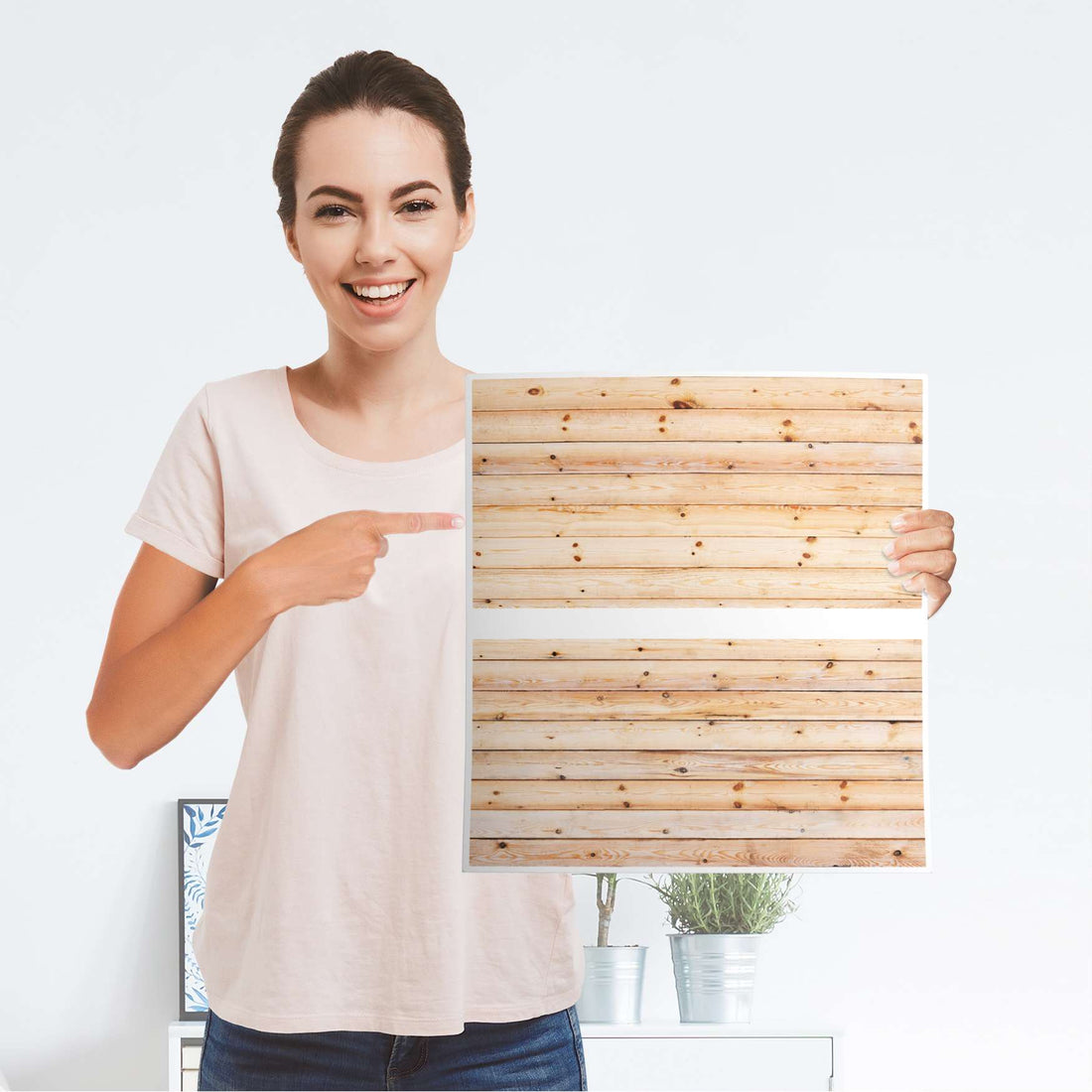 Möbelfolie Bright Planks - IKEA Malm Kommode 2 Schubladen - Folie