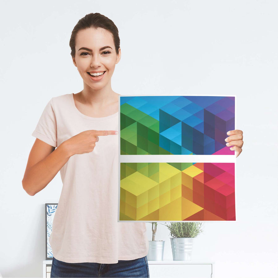Möbelfolie Colored Cubes - IKEA Malm Kommode 2 Schubladen - Folie