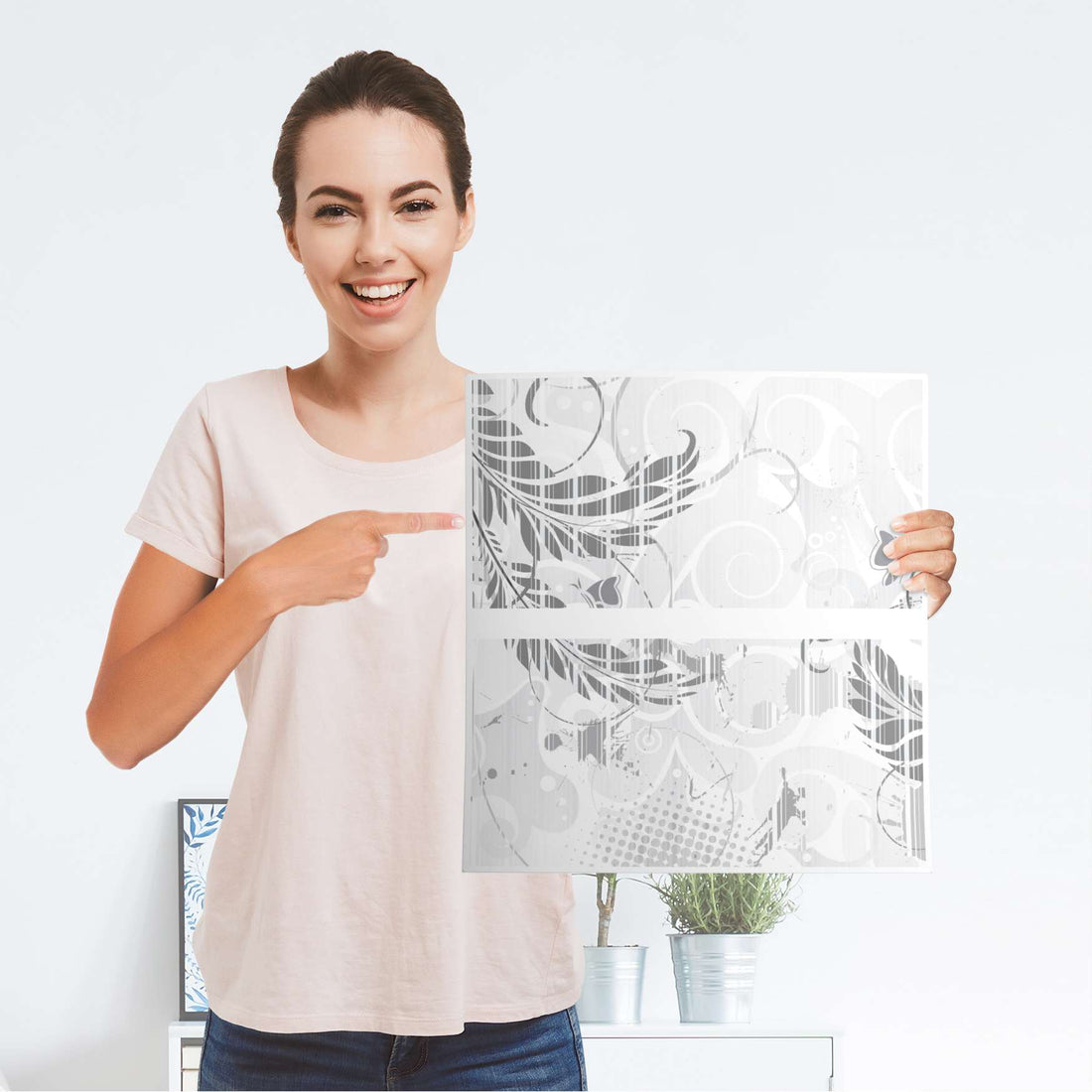 Möbelfolie Florals Plain 2 - IKEA Malm Kommode 2 Schubladen - Folie