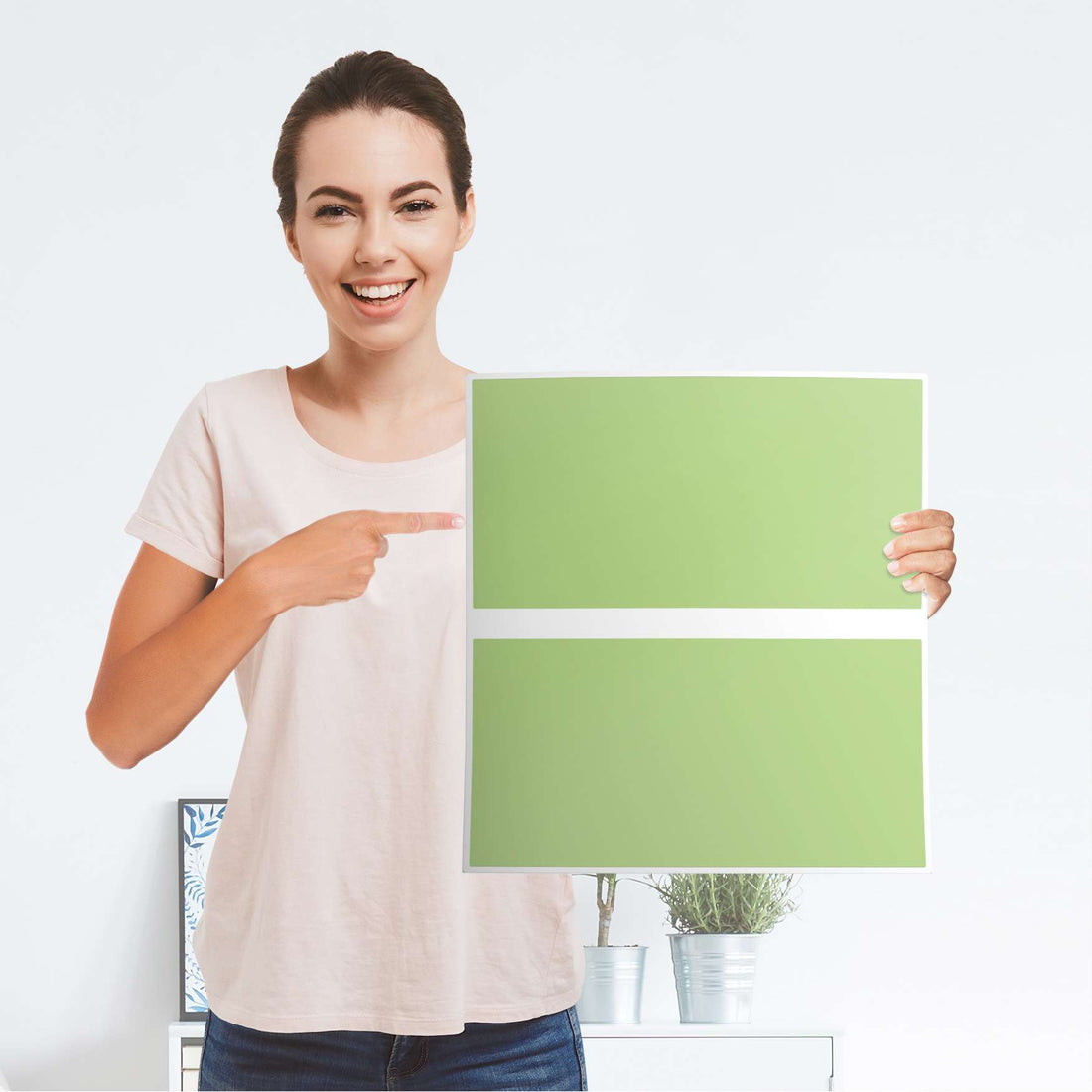 Möbelfolie Hellgrün Light - IKEA Malm Kommode 2 Schubladen - Folie