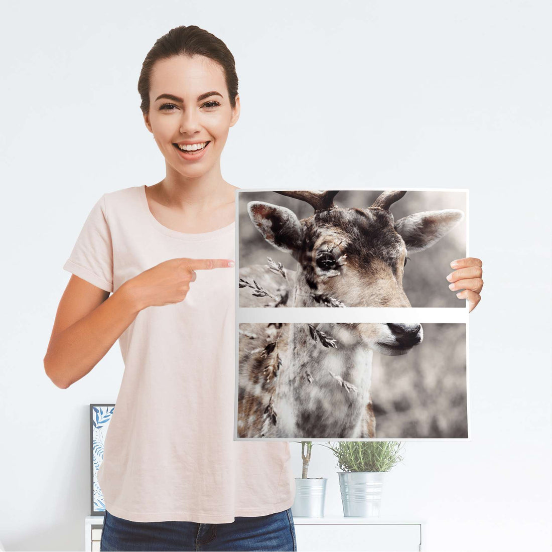 Möbelfolie Hirsch - IKEA Malm Kommode 2 Schubladen - Folie