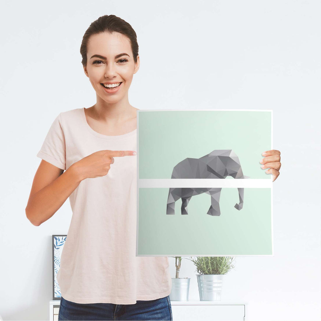 Möbelfolie Origami Elephant - IKEA Malm Kommode 2 Schubladen - Folie