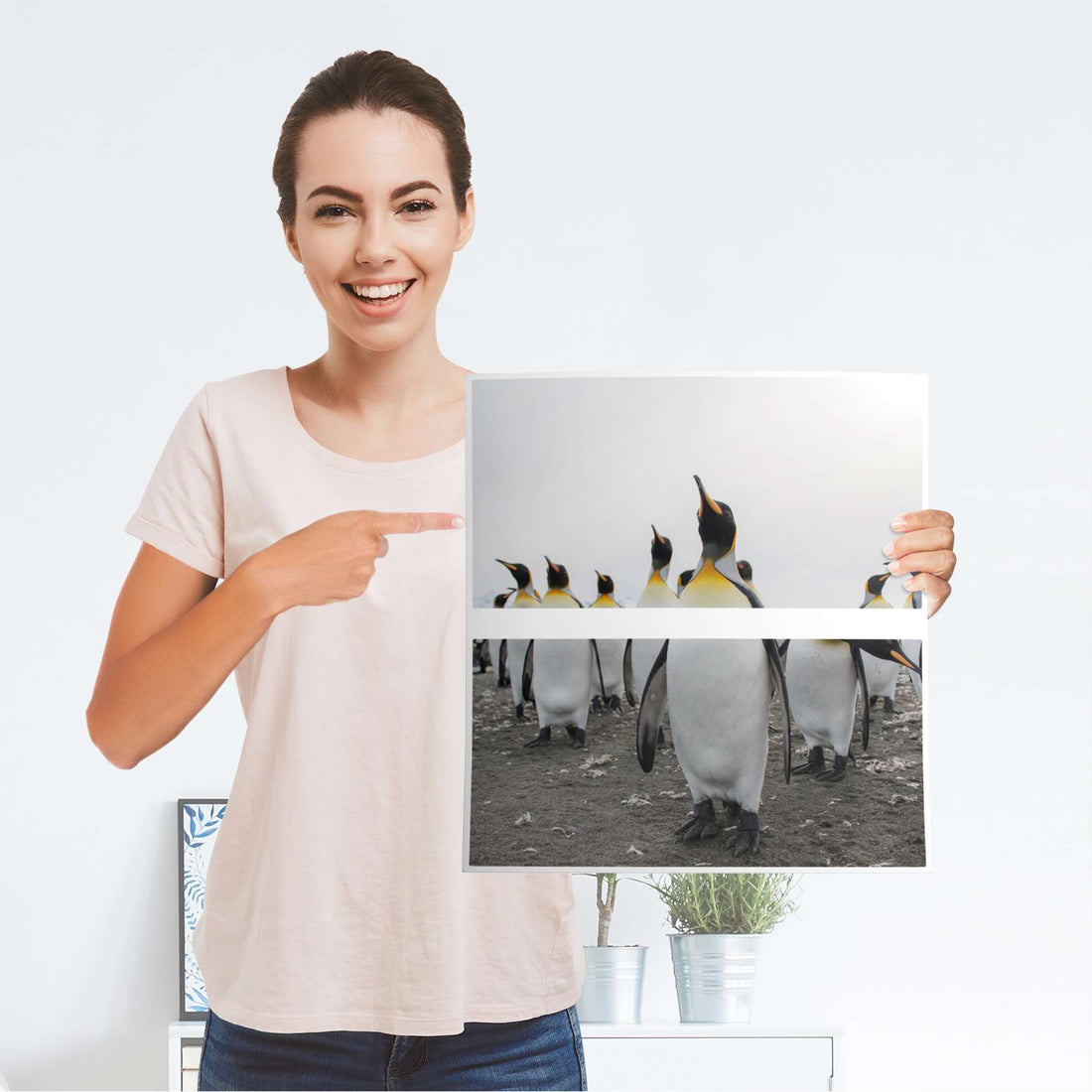 Möbelfolie Penguin Family - IKEA Malm Kommode 2 Schubladen - Folie