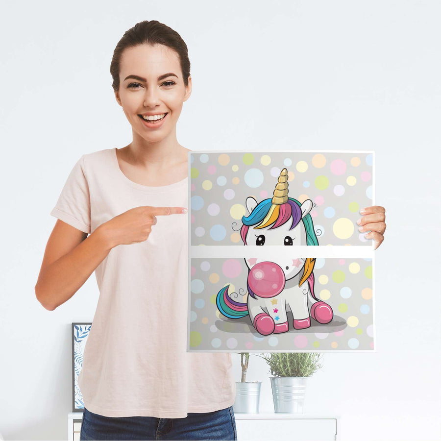 Möbelfolie Rainbow das Einhorn - IKEA Malm Kommode 2 Schubladen - Folie