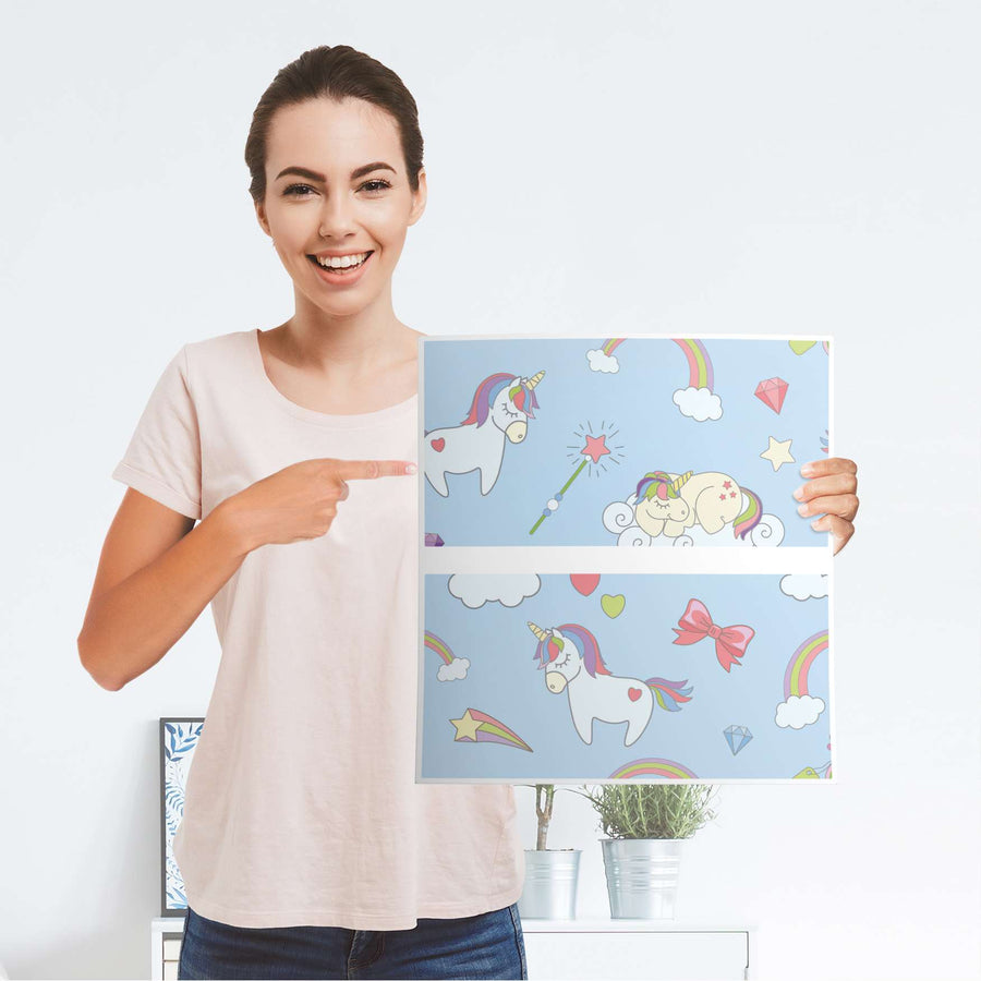 Möbelfolie Rainbow Unicorn - IKEA Malm Kommode 2 Schubladen - Folie