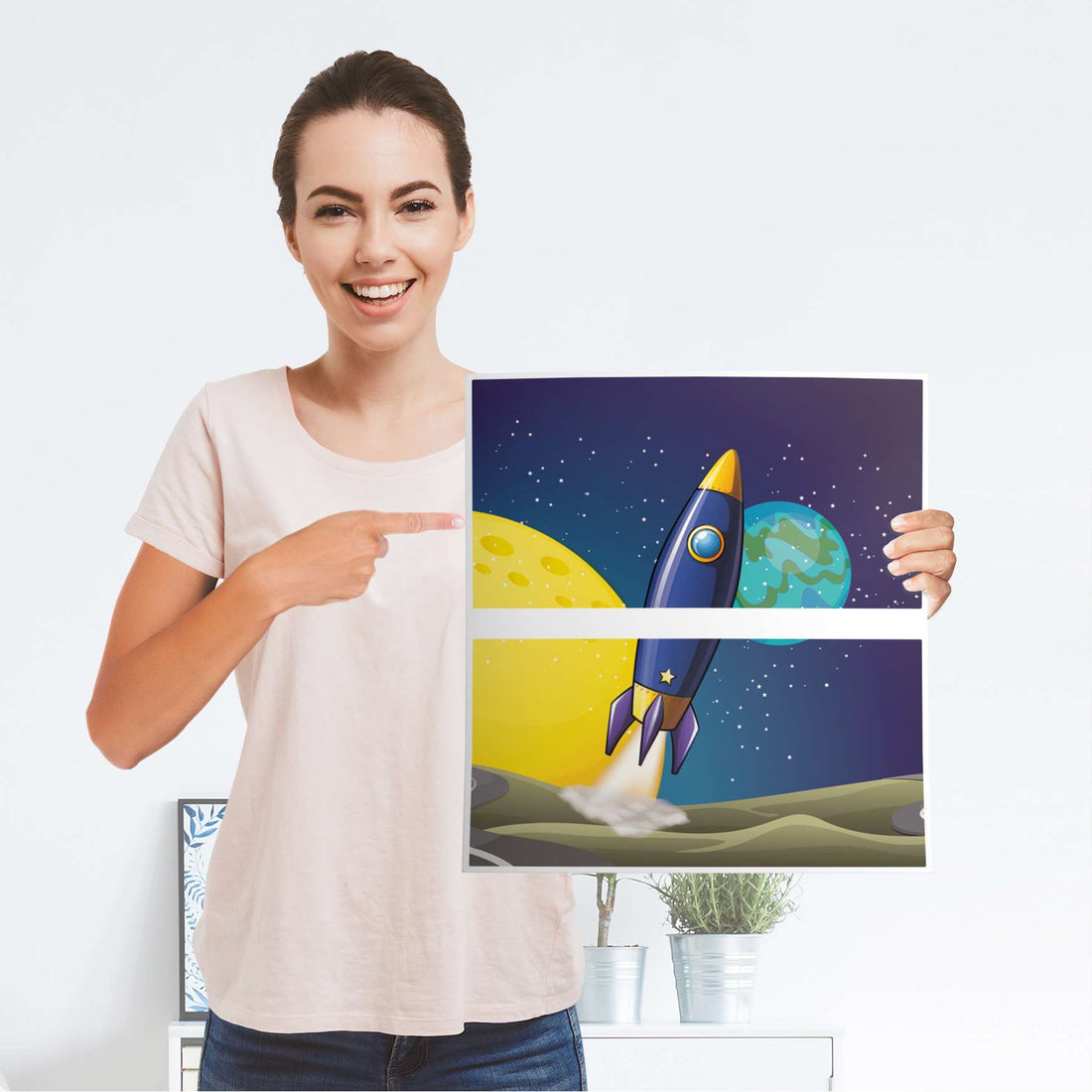 Möbelfolie Space Rocket - IKEA Malm Kommode 2 Schubladen - Folie