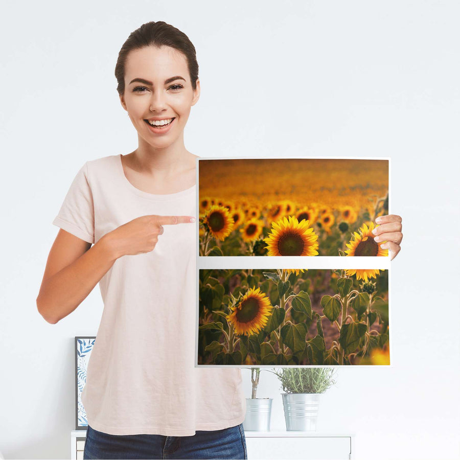 Möbelfolie Sunflowers - IKEA Malm Kommode 2 Schubladen - Folie