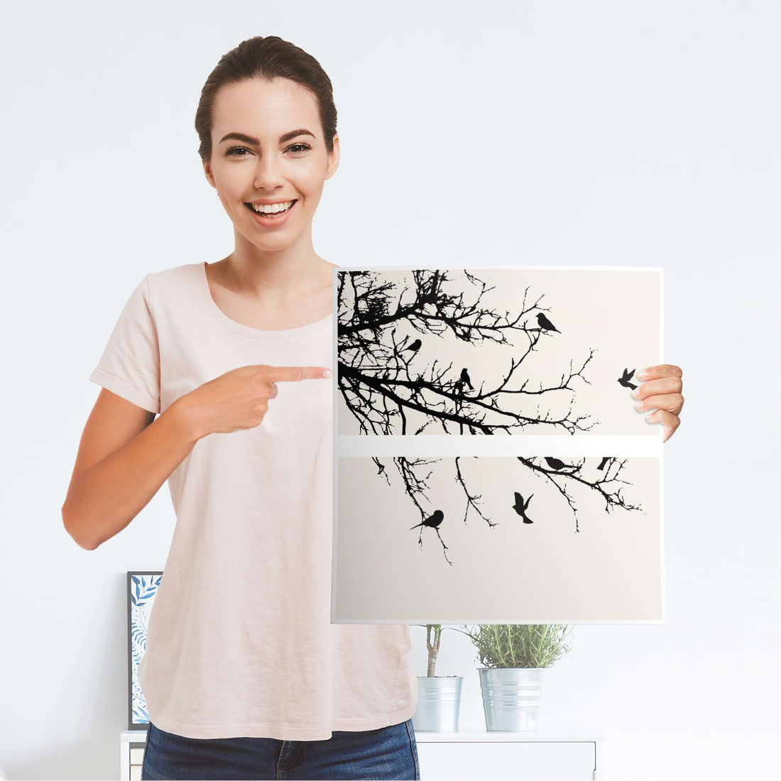 Möbelfolie Tree and Birds 1 - IKEA Malm Kommode 2 Schubladen - Folie