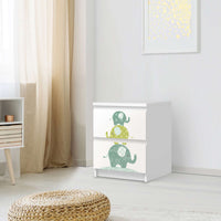 Möbelfolie Elephants - IKEA Malm Kommode 2 Schubladen - Schlafzimmer