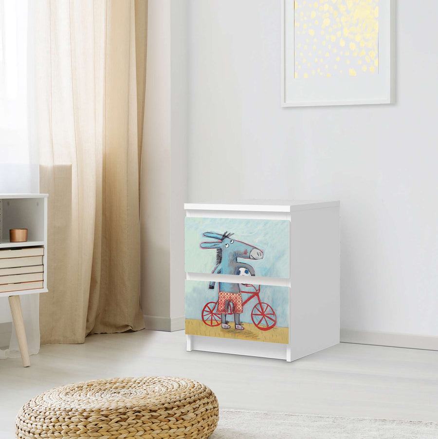 Möbelfolie Esel - IKEA Malm Kommode 2 Schubladen - Schlafzimmer