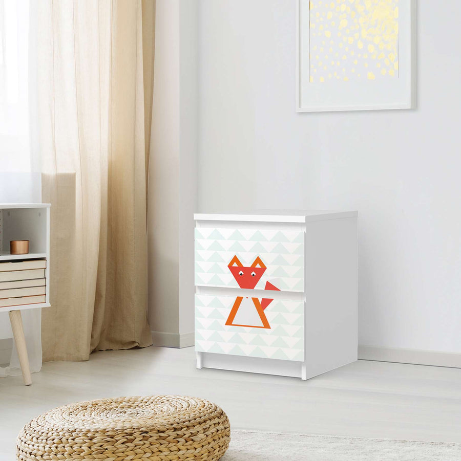 Möbelfolie Füchslein - IKEA Malm Kommode 2 Schubladen - Schlafzimmer