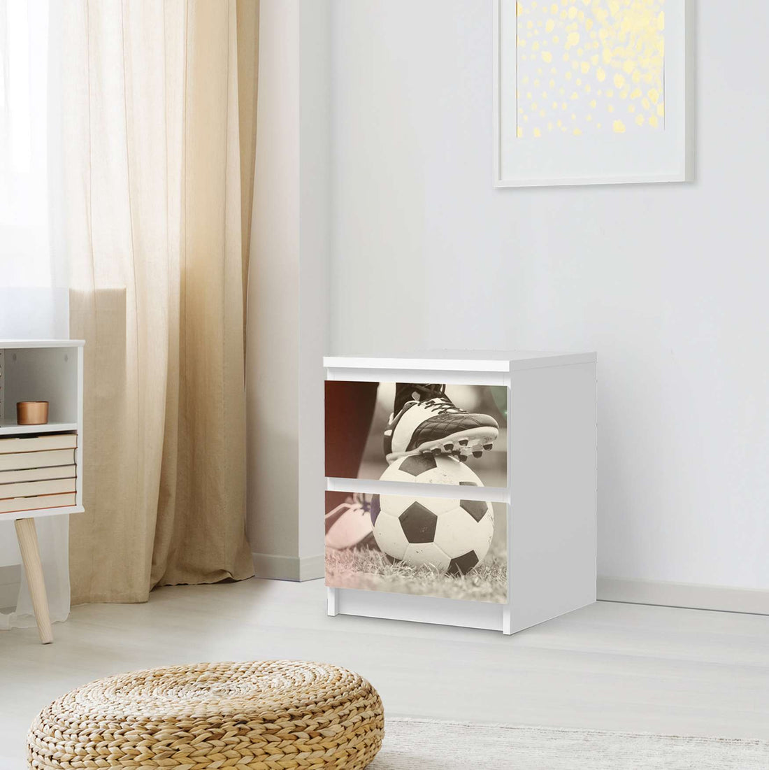 Möbelfolie Kick it - IKEA Malm Kommode 2 Schubladen - Schlafzimmer