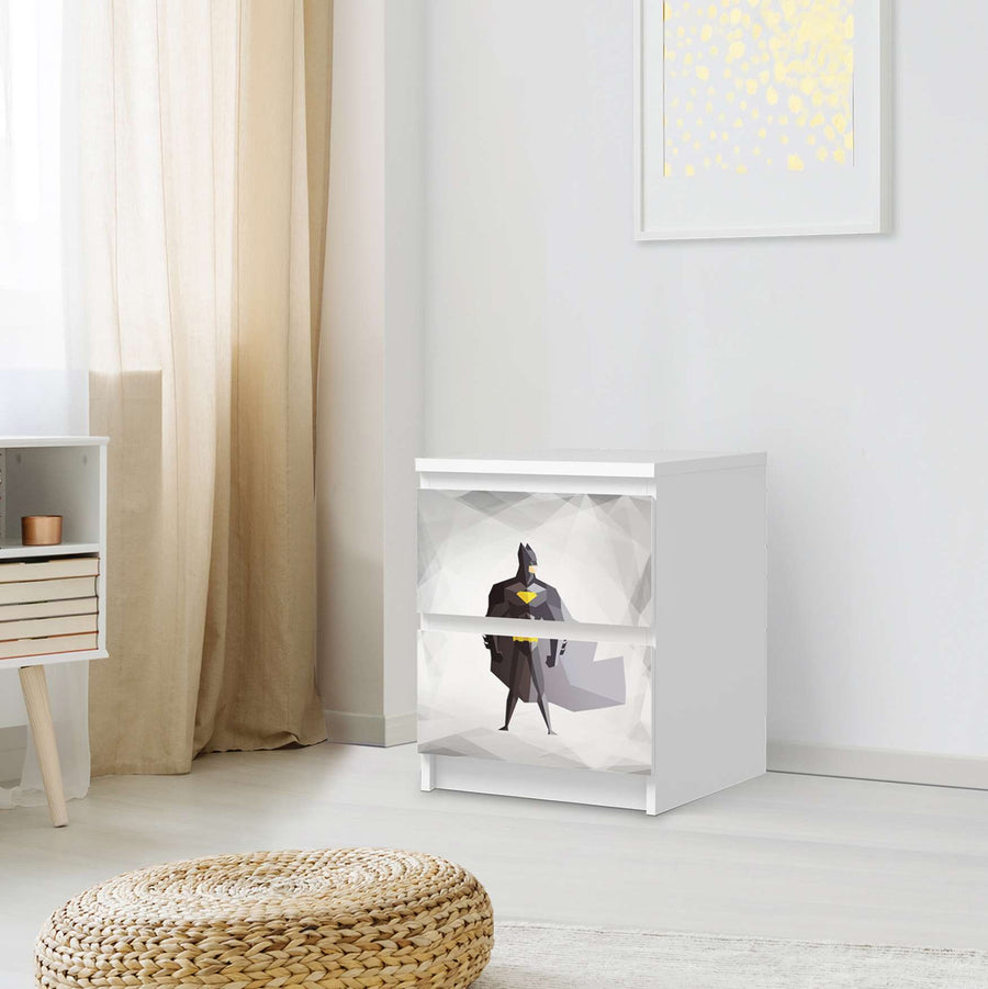 Möbelfolie Mr. Black - IKEA Malm Kommode 2 Schubladen - Schlafzimmer